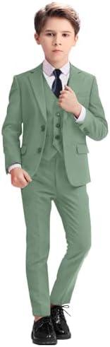 Boys Suits 5 Piece Slim Fit Suit for Kids Formal Ring Bearer Suits Dirty, 6Y