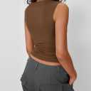 Trendy Queen Women Going Out Summer Tank Tops Spring Casual Basic Cute 2026 Sleeveless Shirt Vacation Fashion Outfit Clothes (Brown, XS)
