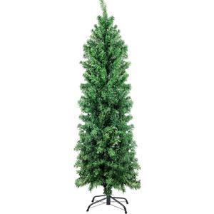 Suunyglade 5.5FT Green Artificial Christmas Tree, Premium Hinged Pine Tree with Solid Foldable Metal Legs, Pencil Shape Christmas Tree Perfect for Home, Shops and Holiday Decoration