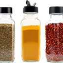 JARMING COLLECTIONS Glass Spice Jars with Shaker Lids - Spice Jars 16 oz for Food Storage, Spice Containers for Kitchen Organization and Storage, Bottles for Spices (Black - 16 Ounce 3 pack)