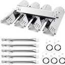 Grill Replacement Parts for Nexgrill 720-0888, 720-0888N, 720-0830H Gas Grill Models, 5 Pack Stainless Steel Pipe Burners, Heat Plates and Electronic Ignitors Kit for Nexgrill Replacement Parts