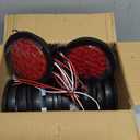 Partswcgg 12Pcs 4" Inch Round LED Trailer Tail Lights 24 LED Red Stop Turn Tail Lights Brake Trailer Lights White Backup Reverse Lights w/ 3-Prong Wire Pigtails Plug IP67 Waterproof 12V(8Red+4White)