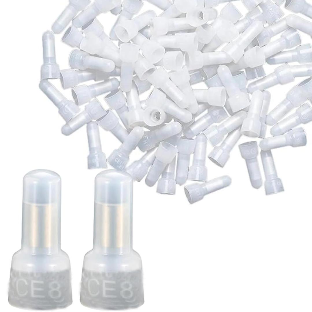50pcs Closed End Crimp Connectors, AWG8-6 Insulation Wire End Caps Protective Nylon Wire Crimps Terminal (CE8)