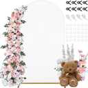 7.2 FT Arch Backdrop Cover, White Spandex Round Top Metal Arch Backdrop Stand Cover with Balloon Tie Tool for Wedding Ceremony Baby Shower Gender Reveal Birthday Party Photo Background Decorations