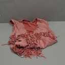 Verdusa Men's Sleeveless V Neck Studded Detail Fringe Trim Open Front Vest Jacket (X-Large, Pink)