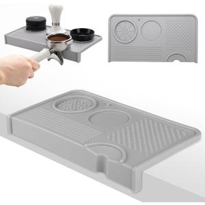 Espresso Tamping Mat, Coffee Tamper Mat, 10.4×5.6 In Silicone Coffee Matt for Counter, Espresso Machine Accessories, Waterproof and Heat Resistant Tamp Mats for Espresso Coffee Station(Grey)