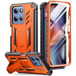 FNTCASE for Moto-G 2026/2025 Case: for Motorola Moto G Play 2026 5G Military Grade Drop Proof Protection Cover with Kickstand | Matte Textured Rugged Shockproof TPU | Protective Phone Case Orange