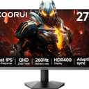 KOORUI 27 inch QHD Gaming Monitor 260hz/240hz, 1440p,HDR400,Fast IPS,2560X1440, 1ms, VESA Mountable, Adaptive Sync, HDMI & DP, 120% sRGB, Eye-Cared, G2721X