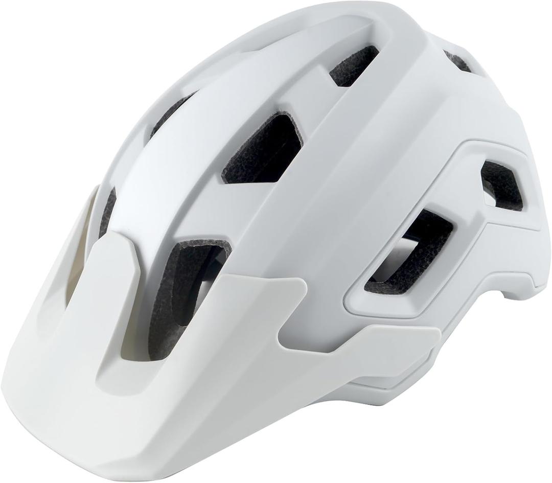 Bike Helmet for Adult & Youth, Lightweight MTB Helmet with Adjustable Visor for Mountain/Road Cycling (Large: 59-61 cm / 23.2-24 in., Grayish White)