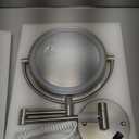 Rocollos 9" Plug-in Wall Mounted Lighted Makeup Mirror 1X/10X Magnification, Super Large Double Sided LED Vanity Mirror for Bathroom, 3 Color Dimmable 360Swivel Extendable Shaving Cosmetic Mirror