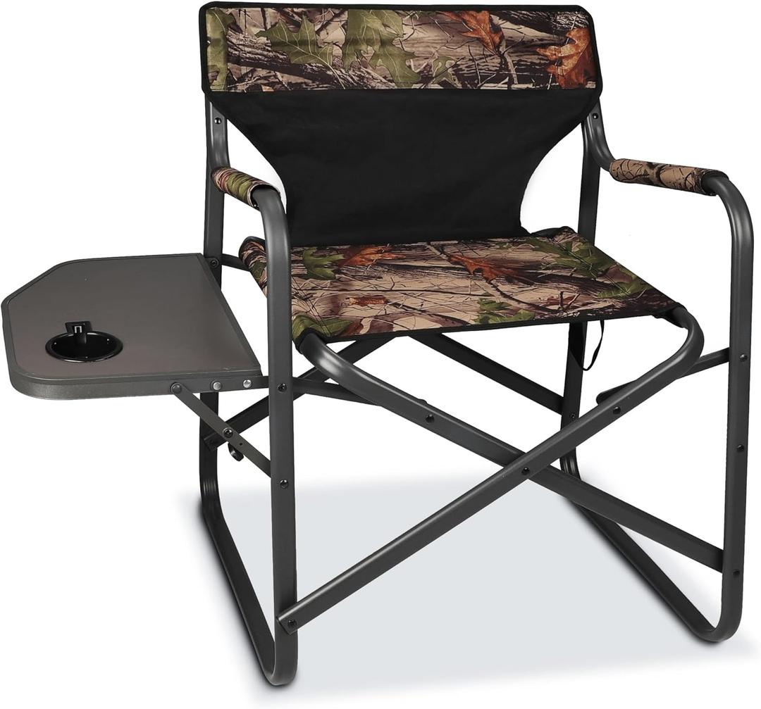 Directors Camping Chairs-Lightweight Folding Lawn Chairs with Side Table-Outdoor Foldable Camp Chair for Hunting Fishing Travel-Camouflage,Heavy Duty Support 300lbs
