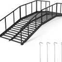 OLBRUS 8FT Metal Garden Bridge with 4 Ground Stakes, Black