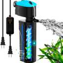 Aquarium Filter with Aeration & Rainfall Mode, U - V Fish Tank Filter with Timer (3/6/12/24 Hours) for Green Water Cleaning, Turtle Tank Filter with Efficient Filter Sponge (60-150Gal)