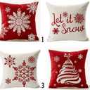 Andreannie Set of 4 Throw Pillow Cover Christmas Beige Shadow Let It Snow Snowflakes Red Cotton Linen Throw Pillow Case Cushion Cover for Sofa Bed Couch Home Decor Square 18 X 18 Inches(Blood Red)