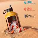 Coolflask 128 oz Gallon Water Bottle Insulated with Straw&3 Lids, Water Jug Large Stainless Steel Metal Vacuum Wide Mouth for Sports, Gym or Office, Non-BPA Keep Cold 48H Hot 24H, Ombre Yellow/Orange