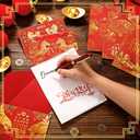 Motiskyy 144pcs/48set Happy Chinese New Year Cards with Red Envelopes Bulk Lunar Year of The Horse 2026 7.87 x 5.91 Inch Greeting Cards with Envelopes and Stickers Chinese Hong Bao Gifts