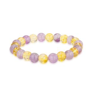 Crystal Vibe Wealth Bracelet - Money Bracelet for Prosperity - Citrine Amethyst Beaded Bracelets for Women Men - Adjustable Size