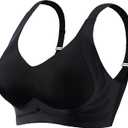 Jelly Bras for Women Plus Size Bras Wireless Bra No Underwire Push Up Seamless Sleep Comfortable Womens (X-Large, Pure Black)