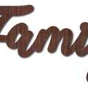 CREATCABIN Cutout Sign Family Letter Wooden Wall Art Decor Wood Word Sculpture Signs Rustic Unfinished for Housewarming Home Farmhouse Front Door Entryway Wall Decoration Brown 11.3 x 4.7inch