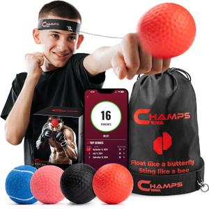 Boxing Reflex Ball Set with Punch Counter App 4 Boxing Balls with Varying Weights, Headband and 4 Spare Strings to Improve Speed, Hand-Eye Coordination for Men, Kids Boxing Equipment MMA Gear Gift Boxing Reflex Ball Set with Punch Counter App 4 Boxing Balls with Varying Weights, Headband and 4 Spare Strings to Improve Speed, Hand-Eye Coordination for Men, Kids Boxing Equipment MMA Gear Gift