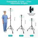 IV Pole with Wheels, Adjustable Height 36 to 77 inch, with Storage Bag | 4 Hooks & 3 Hanging Mesh Covers, Stainless Steel, Lockable Detachable Casters, Tripod Base, Folds for Hospital, Home & Travel