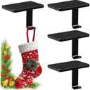 BlissfulTie Christmas Stocking Holders for Mantle Set of 6, Stocking Hangers for Mantel Weighted, Heavy Duty, Flat, for Garland, Fireplace, Wall (Black), 2pct