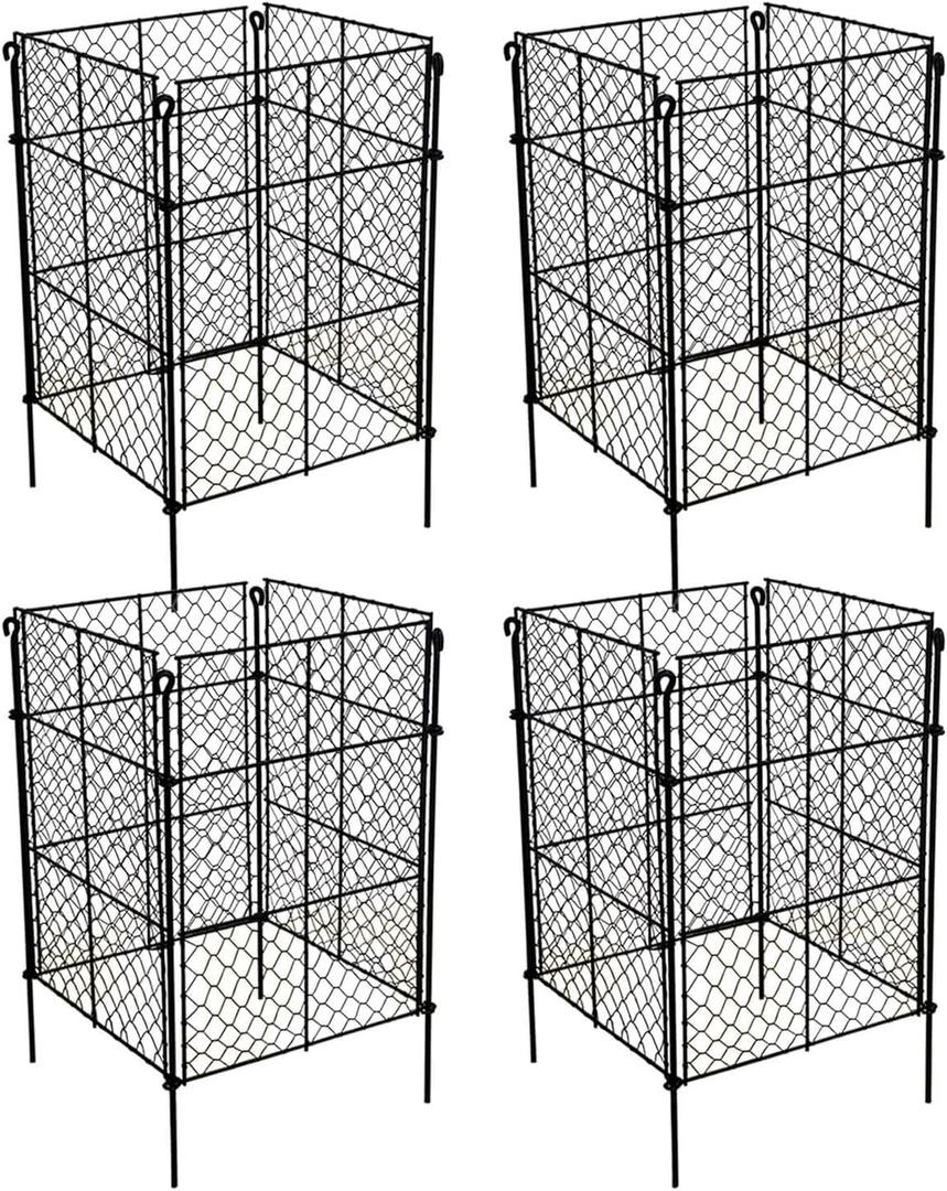 4 Pack Plant Protectors from Animals, 16Pcs DIY Plant Cages 12.6"x12.6"x16", Chicken Wire Garden Animal Barrier, Keep Rabbits & Chipmunks Out for Vegetables, Shrubs & New Plants