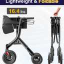 HOMLAND All-Terrain Rollator Walker with Seat for Seniors, Aluminum Frame | 10" Big Rubber Wheels | 16.4 lb Ultra-Light | Foldable Rolling Walker| Lockable Brakes| Removeable Storage Bag| Curb Climber