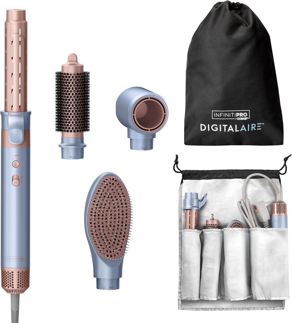 INFINITIPRO by CONAIR DigitalAIRE Multi Hair Styler, Air Styling System for Curls, Waves, Blowouts & Volume, 4 Attachments to Personalize Your Look Plus Storage Bag, Light Blue (1 Count( Pack of 1))