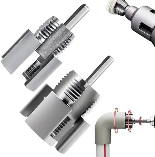 Pipe Thread Cutting Tool, 1/2'' and 3/4'' Water Pipe Internal and External Integrated Threader, Electric Drill Compatible PVC Pipe Threader Kit, PVC Threader Maker Tool for Electric Drill (1/2"+3/4") Has Damage