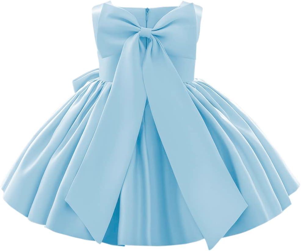 IDOPIP Flower Girl Bowknot Tutu Dress for Kids Baby Princess Wedding Bridesmaid Birthday Party Pageant Baptism Dresses, Size: 6-12 Months