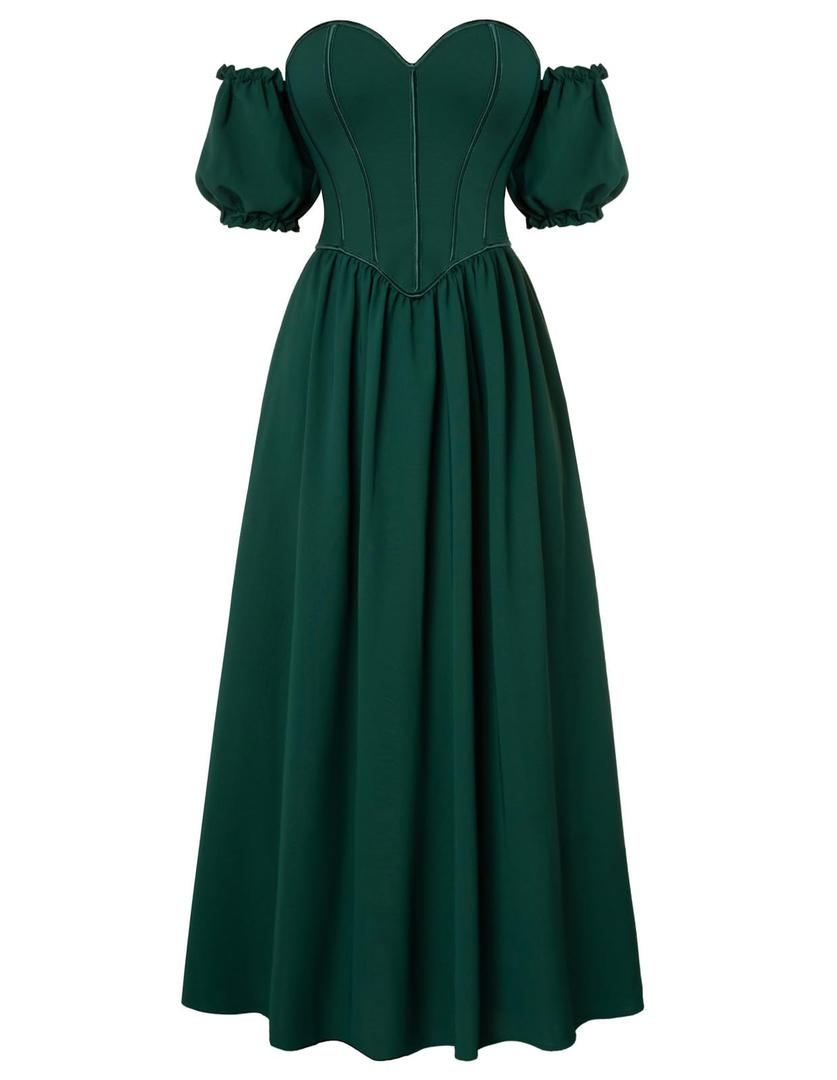 Scarlet Darkness Women Renaissance Costume Corset Dress Medieval Off Shoulder Fairy Dress Green, Size: 14