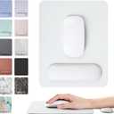 HABITU Vegan Leather White Mouse Pad with Removable Magnetic Wrist Support & Anti-Slip Base, Ergonomic Mouse Pad with Wrist Rest, Cute Office Desk Accessories for Women and Men, 9.49"L x 7.48"W
