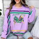 DUTUT Mardi Gras Sweatshirt for Women: Mardi Gras Shirt Sequin Sparkly Crewneck Sweater Carnival Party Pullover Top (Small, Purple)