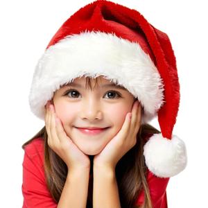 Haomaomao Christmas Hats, Santa Hat for Kids/Baby Unisex Warm Comfort Red Velvet Holiday Xmas Hat for New Year Festive Party