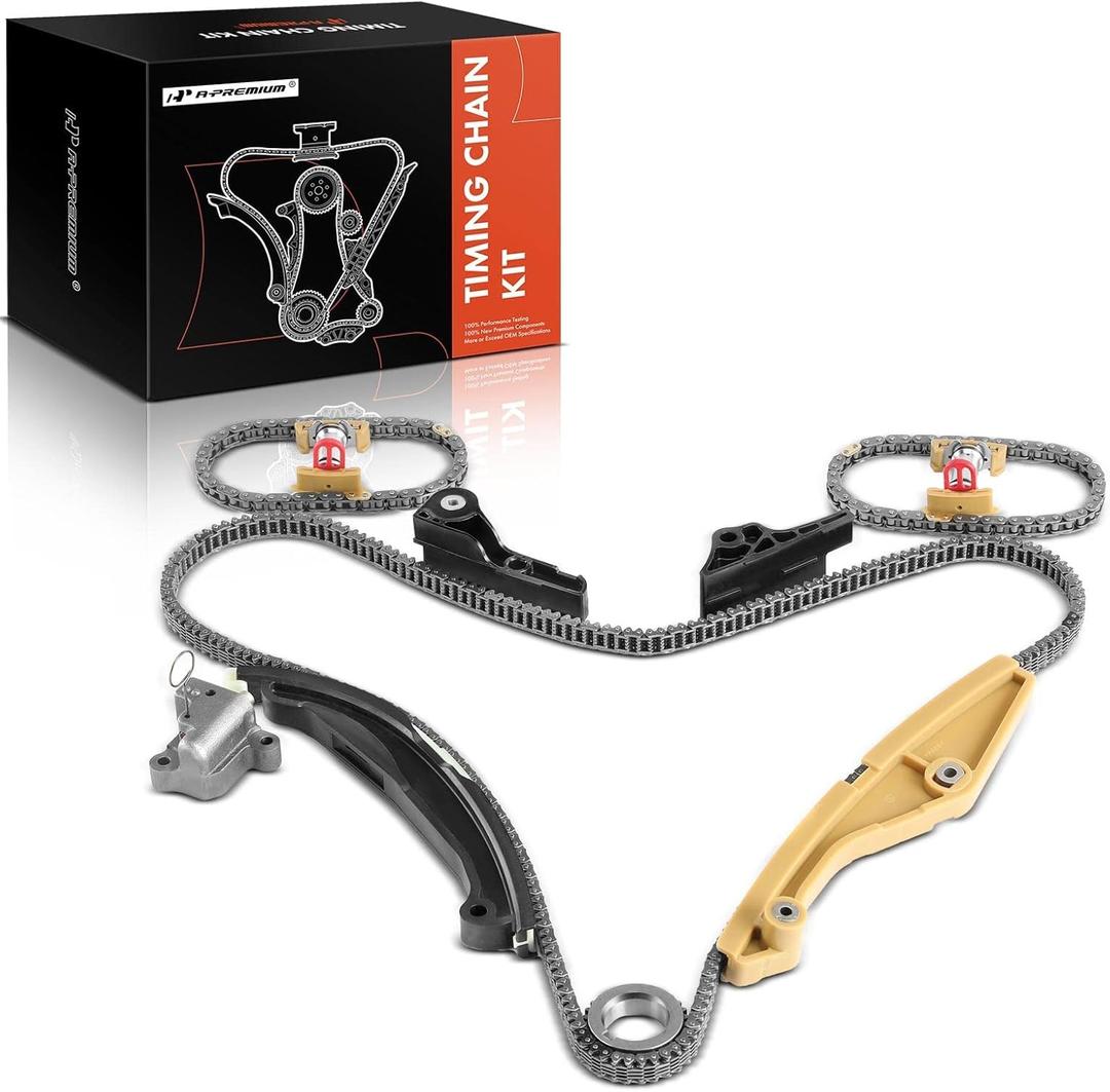 A-Premium Engine Timing Chain Kit W/Tensioner & Guide [fits DOHC, V6 3.5L 3.7L] Compatible with Ford F-150 11-12 15-16, Explorer Mustang 11-17, Taurus, Transit-150 & Lincoln MKS, MKZ, MKX & More