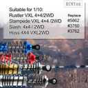 4PCS Aluminum Front Rear RC Shocks Upgrades Part for 1/10 Slash 2WD 4x4 Rustler 2WD 4X4 Stampede 2WD 4X4 Hoss 4X4 2WD Rally, Big Bore Full Metal RC Shock Absorber,5862 3760 3762,Gold