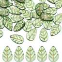 PATIKIL Leaf Beads, 200Pcs Crystal Leaf Pendants Charm Translucent Czech Glass Leaves Beads for DIY Jewelry Making Bracelets Necklace Earings Craft, Golden Green