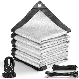 Terralux 99% 10x12 FT Aluminet Shade Cloth with Grommets FT Aluminum Reflective Tarp Sun Heat Reflective Blocking Sun for Cars Garden Patio Kennel Outdoor Cover