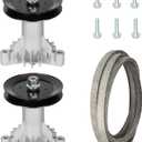 130794 Spindle + 153535 Pulley Kit Fits for 42" Deck Craftsman LT1000 LT2000 LTX1000 DYT4000(ONLY 3-Hole spindle) Husqvarna YTH1842 LT100, Includes 2 Spindles 532130794 128285, 95" Belt 144959