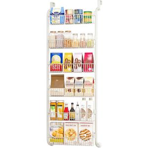 MIAOLI Over the Door Pantry Organizers and Storage, 6-Tier Spice Rack, Home & Kitchen Storage Shelves for Cabinet, Large Capacity Hanging Seasoning Organizer, Laundry Room Organization, White