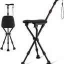 Walking Cane with Seat Holding 400 lbs Heavy-Duty Folding Cane Chair with Upgraded Detachable 3 Legs, ABC Markings, Adjustable 19"-22" Seat Height, Large Comfort Seat for Seniors