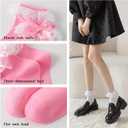 Lace Ruffle Frilly Socks for Women - Lace Ankle Socks with Bow (White)