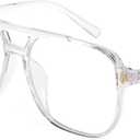 FEISEDY Blue Light Blocking Glasses Fake Nerd Clear Square Computer Lightweight Pilot Glasses Frame Oversized B2866 Transparent Frame