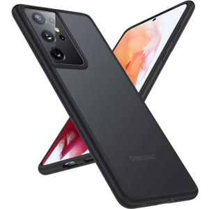 TORRAS Shockproof Compatible for Samsung Galaxy S21 Ultra Case, [Military Grade Drop Tested] S21 Ultra Case, Translucent Matte Hard Back with Soft Edge Slim Thin Galaxy S21 Ultra Case, Matte Black