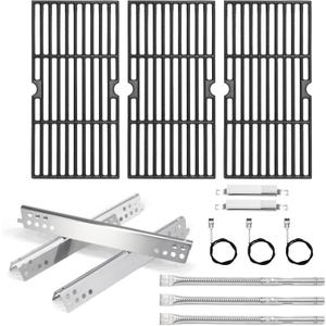 Grill Replacement Parts for Charbroil Advantage 3 Burner 463343015, 463370015, 463335115, Cast Iron Grill Grates, Heat Plates Tents, Burners and Igniters for Char-Broil 463343015
