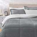 Amazon Basics 3-Piece Down Alternative Micromini Sherpa Bedding Set, Ultra-Soft, Warm All Season Comforter, Machine Washable, King, Charcoal