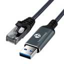 USB to Ethernet Cable 15FT, USB 3.0 A to RJ45 Male Cable Directly Connected Gigabit LAN Network, Compatible with Laptop, PC, MacBook, Switch, Windows 10/11, macOS, Linux
