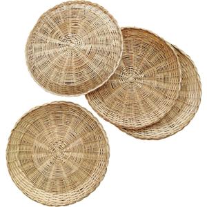 10in Handmade Wicker Paper Plate Holder, Heavy Duty Charger Plates for Dinner Plates, Set of 4 Reusable Bamboo Paper Plate Holders for Home Party Daily Dining Picnic