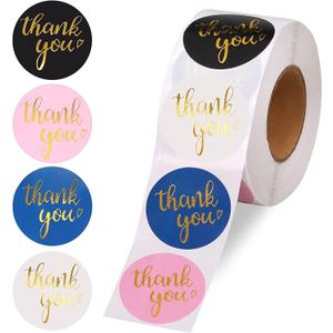 800Pcs Thank You Stickers 1.5", 4-Color Thank You Stickers Roll, Thank You for Small Business Adhesive Sticker Labels, Round Stickers for Business, Birthdays, Weddings, Giveaways, Party